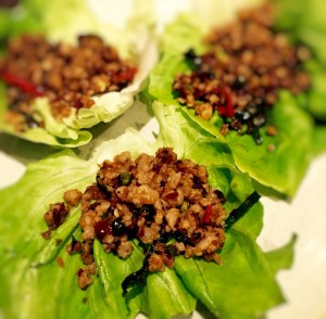 Warm relish of minced pork, Banana chilli, Dried shrimps