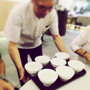 Hearty bowls of piping hot rice porridge 