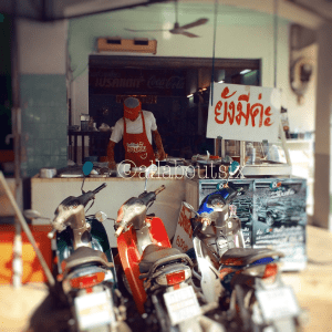 The cooking station "kitchen" sits out front.